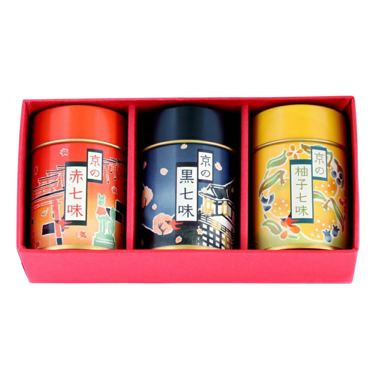 Zestaw trzech puszek przypraw "京の一味" (Kyō no Ichimi)