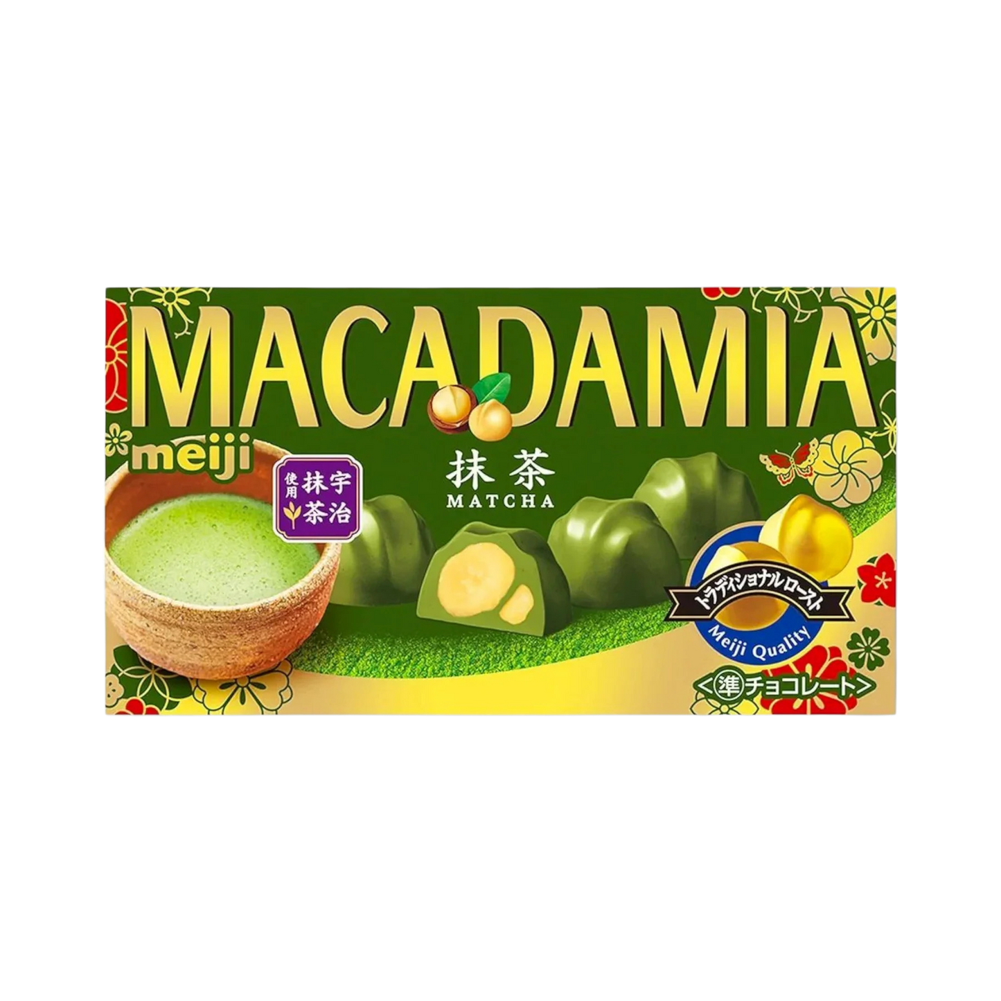 Meiji Macadamia Matcha Chocolate – czekoladki o smaku matcha z orzechami makadamia, 9 sztuk