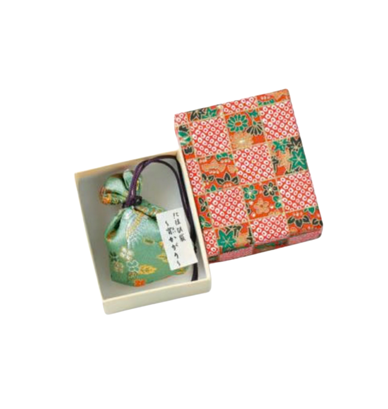 Woreczek zapachowy z brokatem (średni), Yoikagari, opakowany w pudełko z papieru Yuzen