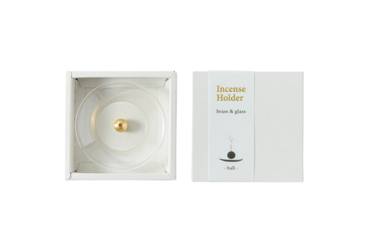 Mosiężna podstawka Kula i szklana miseczka na kadzidło