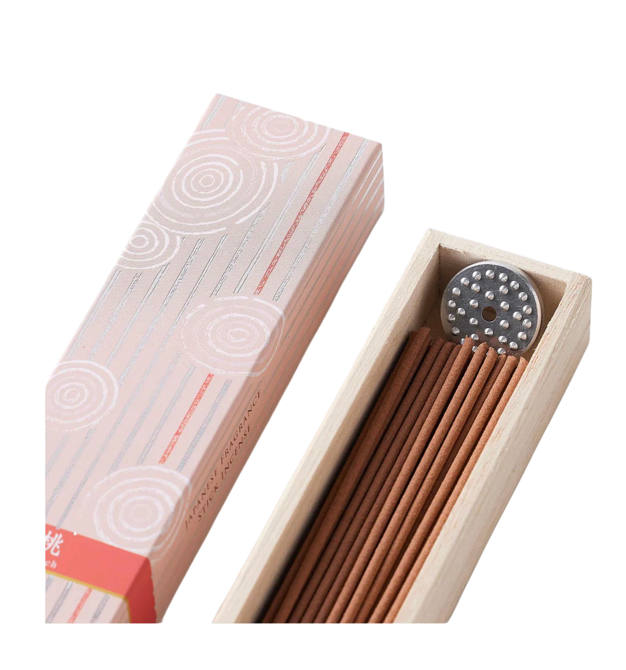 KOUSAIDO – Hyakuraku-ka Momo BRZOSKWINIA (40 szt. + aluminiowa podstawka na kadzidło)