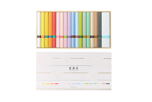 KOUSAIDO Hyakurakuko – zestaw 17 rodzajów kadzidełek (17x6szt. + długa podstawka na kadzidło)