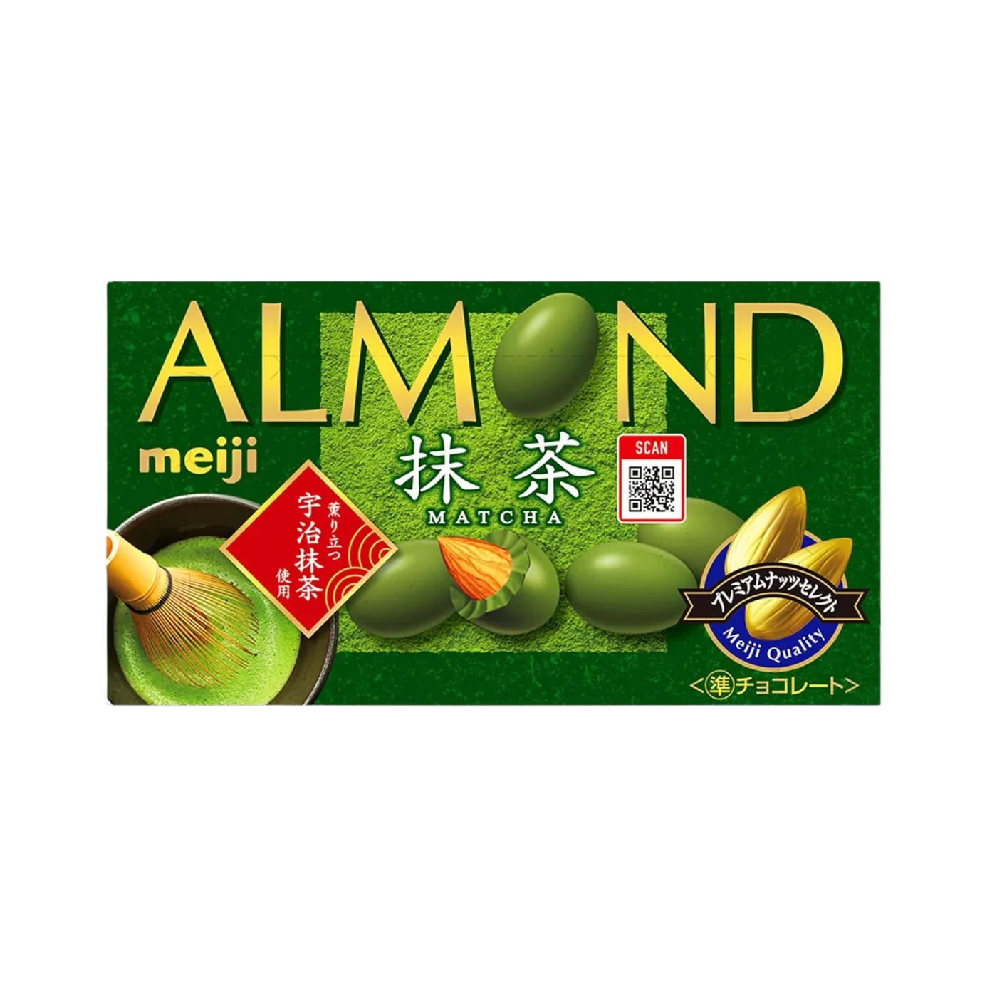 Meiji Almond Matcha Chocolate – czekoladki z migdałami w czekoladzie matcha, 58 g