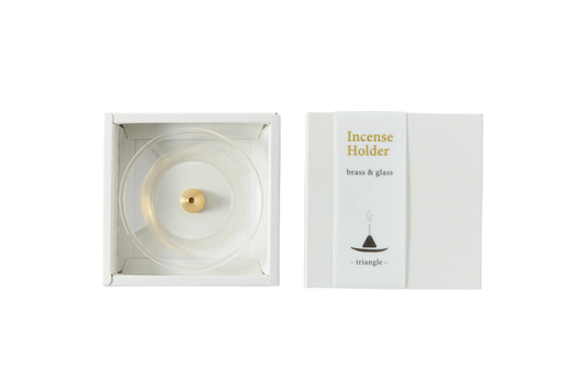 Mosiężna podstawka Stożek i szklana miseczka na kadzidło