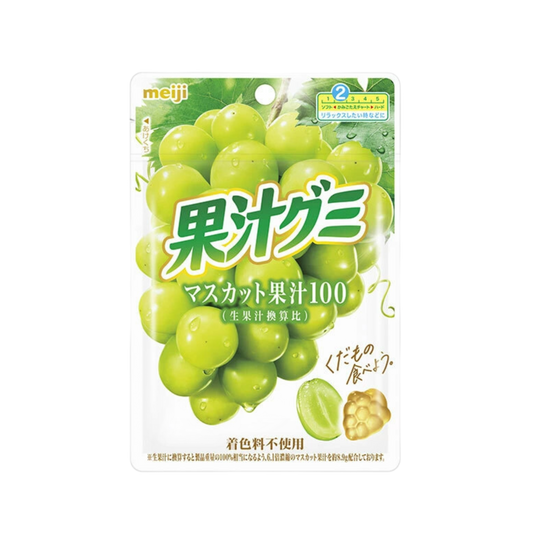 Meiji Muscat Fruit Juice﻿ – żelki o smaku winogron Muscat﻿, 54 g