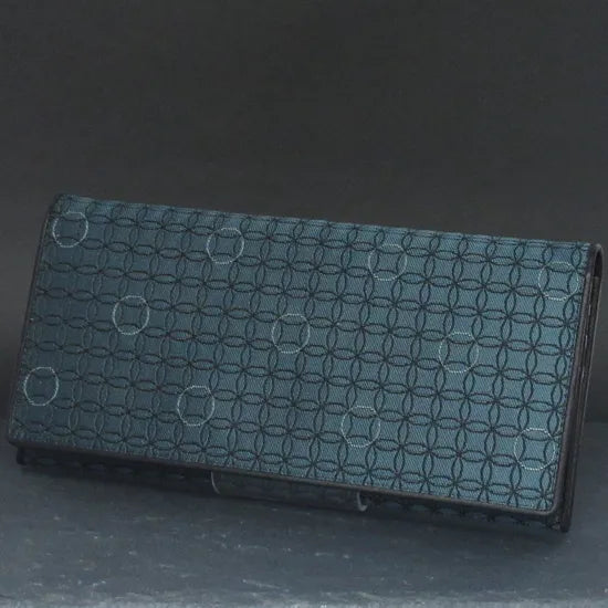 KOMON Długi portfel ze skóry naturalnej z prawdziwego jedwabiu (różne wzory)