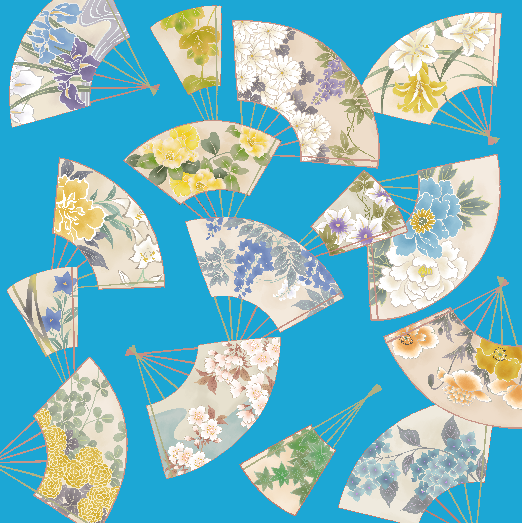 HANA Jedwabna chusta „uczta kwiatów” z motywem wachlarza w kolorze różowym