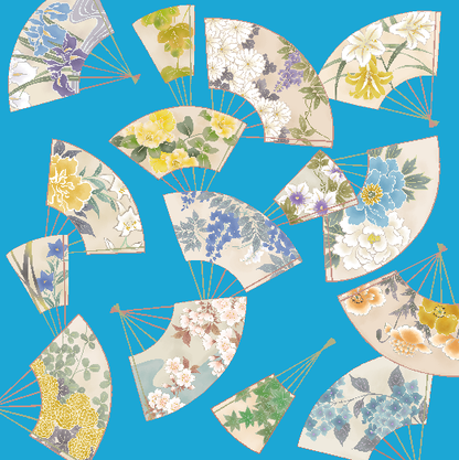 HANA Jedwabna chusta „uczta kwiatów” z motywem wachlarza w kolorze różowym