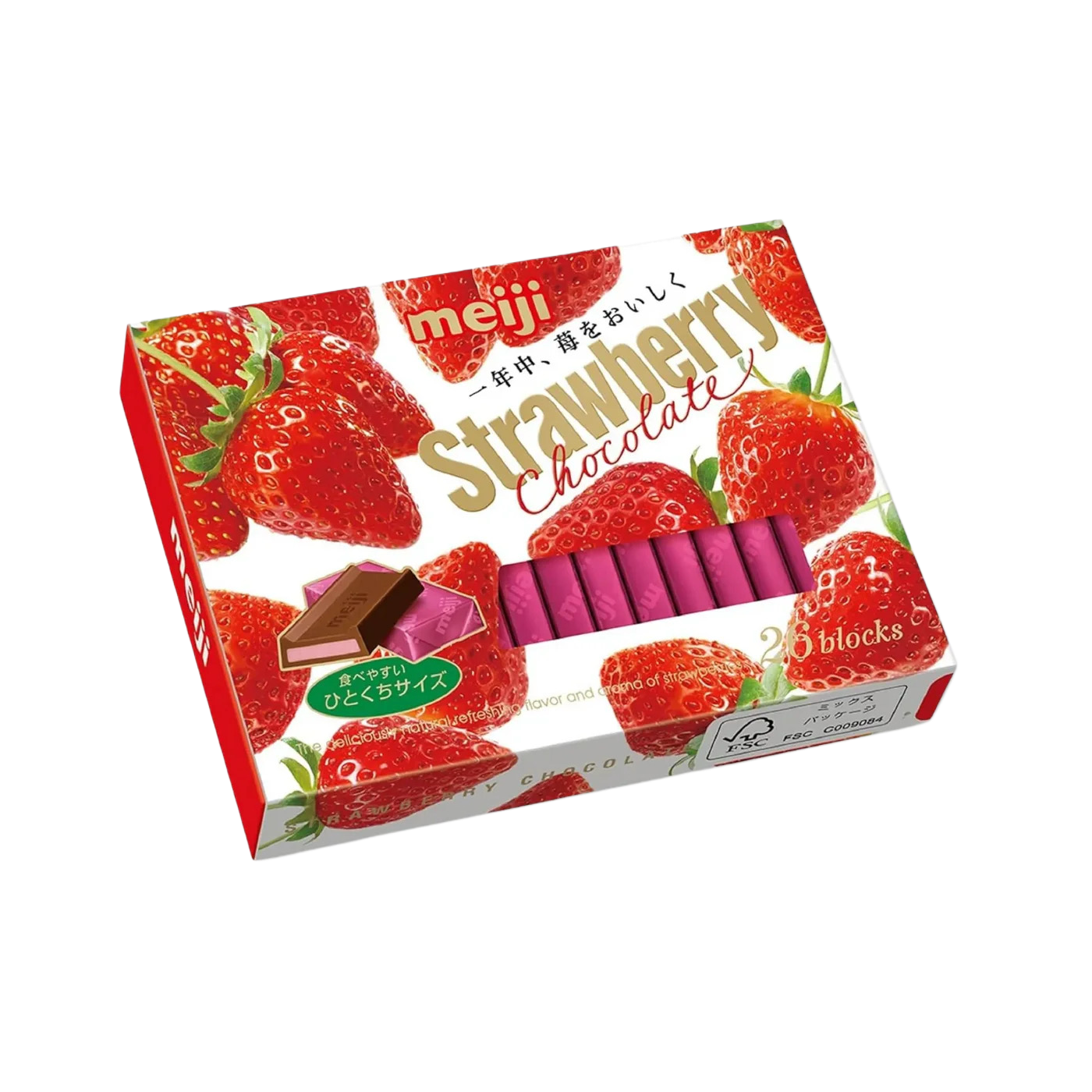 Meiji Strawberry Chocolate Box﻿ – pudełko z truskawkowymi czekoladkami, 26 sztuk.