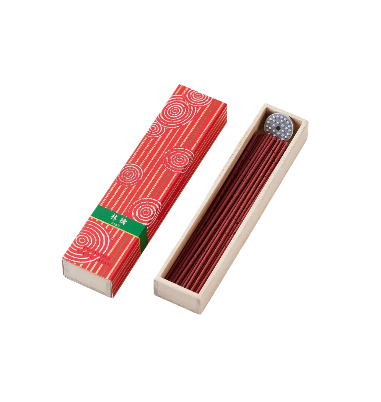 KOUSAIDO – Hyakuraku-ka Ringo JABŁKO (40 szt. + aluminiowa podstawka na kadzidło)