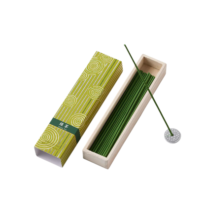 KOUSAIDO – Hyakuraku-ka Ryokucha ZIELONA HERBATA (40 szt. + aluminiowa podstawka na kadzidło)