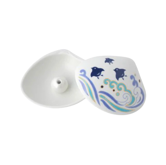 Podstawka na kadzidło "Chidori" - wzór muszli z motywem ptaka