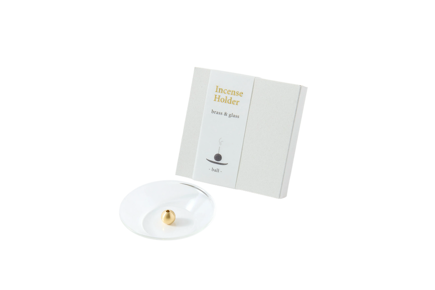 Mosiężna podstawka Kula i szklana miseczka na kadzidło