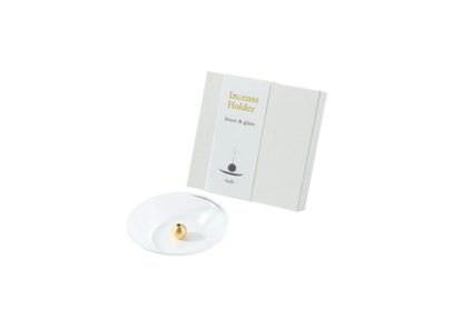 Mosiężna podstawka Kula i szklana miseczka na kadzidło