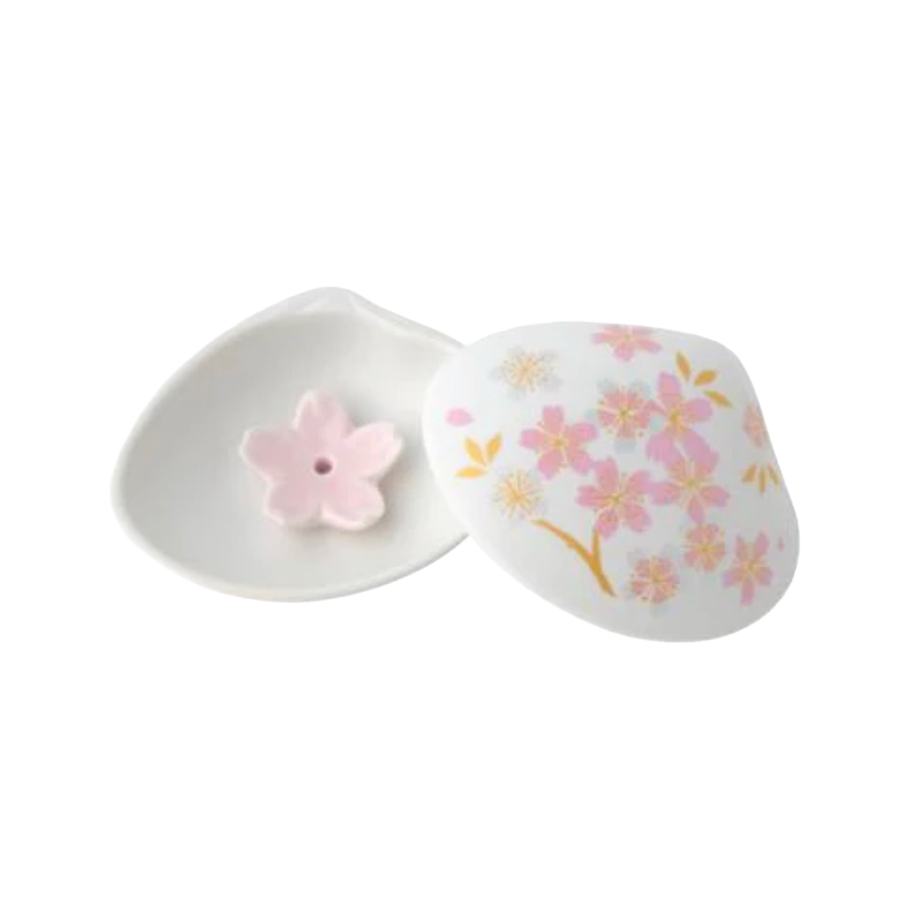 Podstawka na kadzidło – Motyw muszli z sakurą, biała