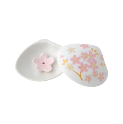 Podstawka na kadzidło – Motyw muszli z sakurą, biała