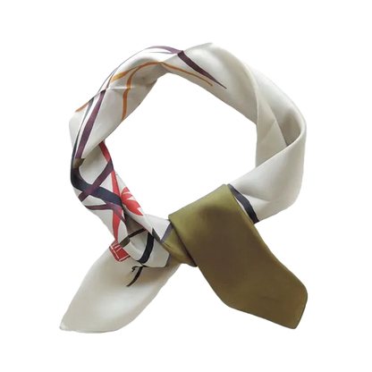 HANA Jedwabna chusta „uczta kwiatów” z motywem ceramiki i zielonej herbaty matcha