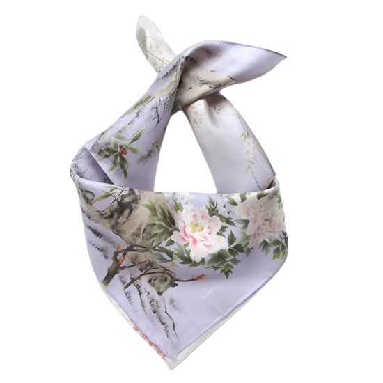 HANA Jedwabna MINI chusta „uczta kwiatów” (różne motywy)