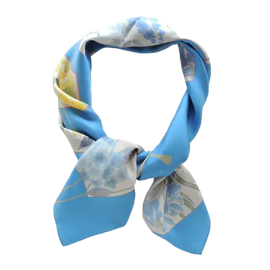 HANA Jedwabna chusta „uczta kwiatów” z motywem wachlarza w kolorze różowym