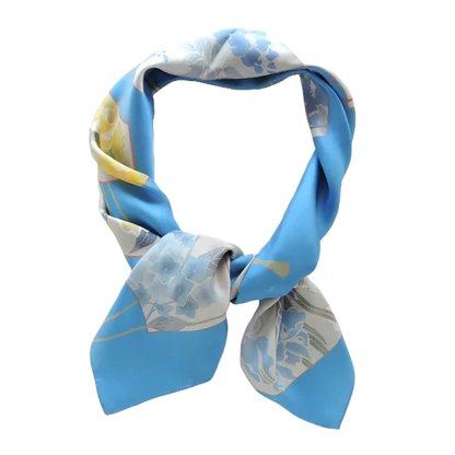 HANA Jedwabna chusta „uczta kwiatów” z motywem wachlarza w kolorze różowym