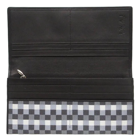 KOMON Długi portfel ze skóry naturalnej z prawdziwego jedwabiu (różne wzory)