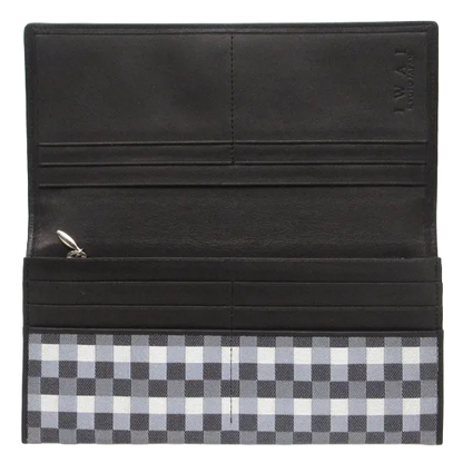 KOMON Długi portfel ze skóry naturalnej z prawdziwego jedwabiu (różne wzory)