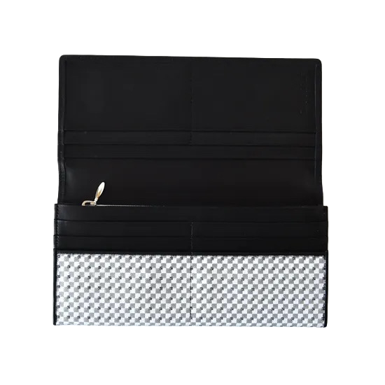 KOMON Długi portfel ze skóry naturalnej z prawdziwego jedwabiu (różne wzory)