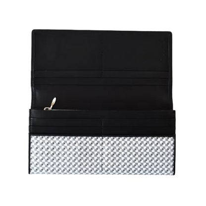 KOMON Długi portfel ze skóry naturalnej z prawdziwego jedwabiu (różne wzory)