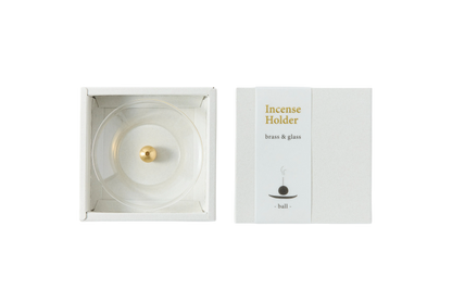 Mosiężna podstawka Kula i szklana miseczka na kadzidło