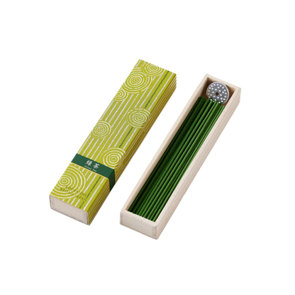 KOUSAIDO – Hyakuraku-ka Ryokucha ZIELONA HERBATA (40 szt. + aluminiowa podstawka na kadzidło)