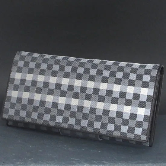 KOMON Długi portfel ze skóry naturalnej z prawdziwego jedwabiu (różne wzory)