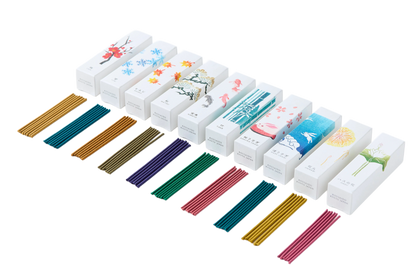 KOUSAIDO - Zestaw HANGA INCENSE (10x20 szt. + naczynie i podstawka na kadzidło)