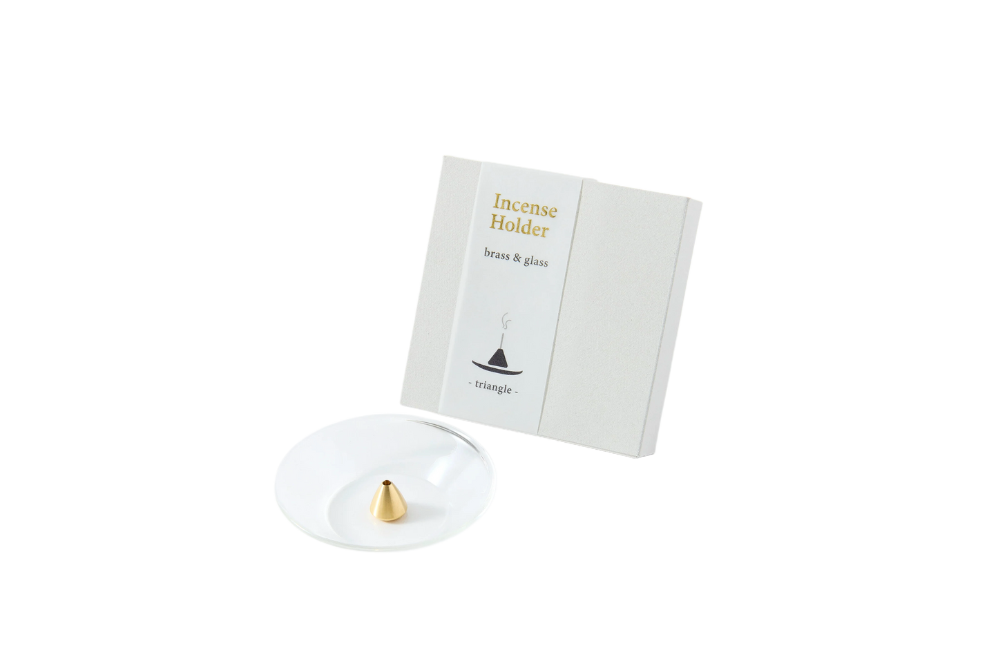 Mosiężna podstawka Stożek i szklana miseczka na kadzidło