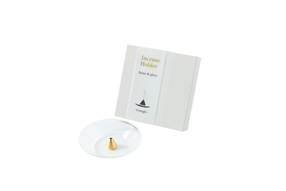 Mosiężna podstawka Stożek i szklana miseczka na kadzidło