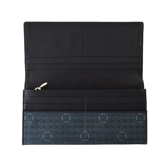 KOMON Długi portfel ze skóry naturalnej z prawdziwego jedwabiu (różne wzory)