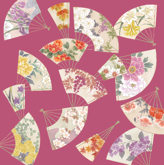 HANA Jedwabna chusta „uczta kwiatów” z motywem wachlarza w kolorze różowym