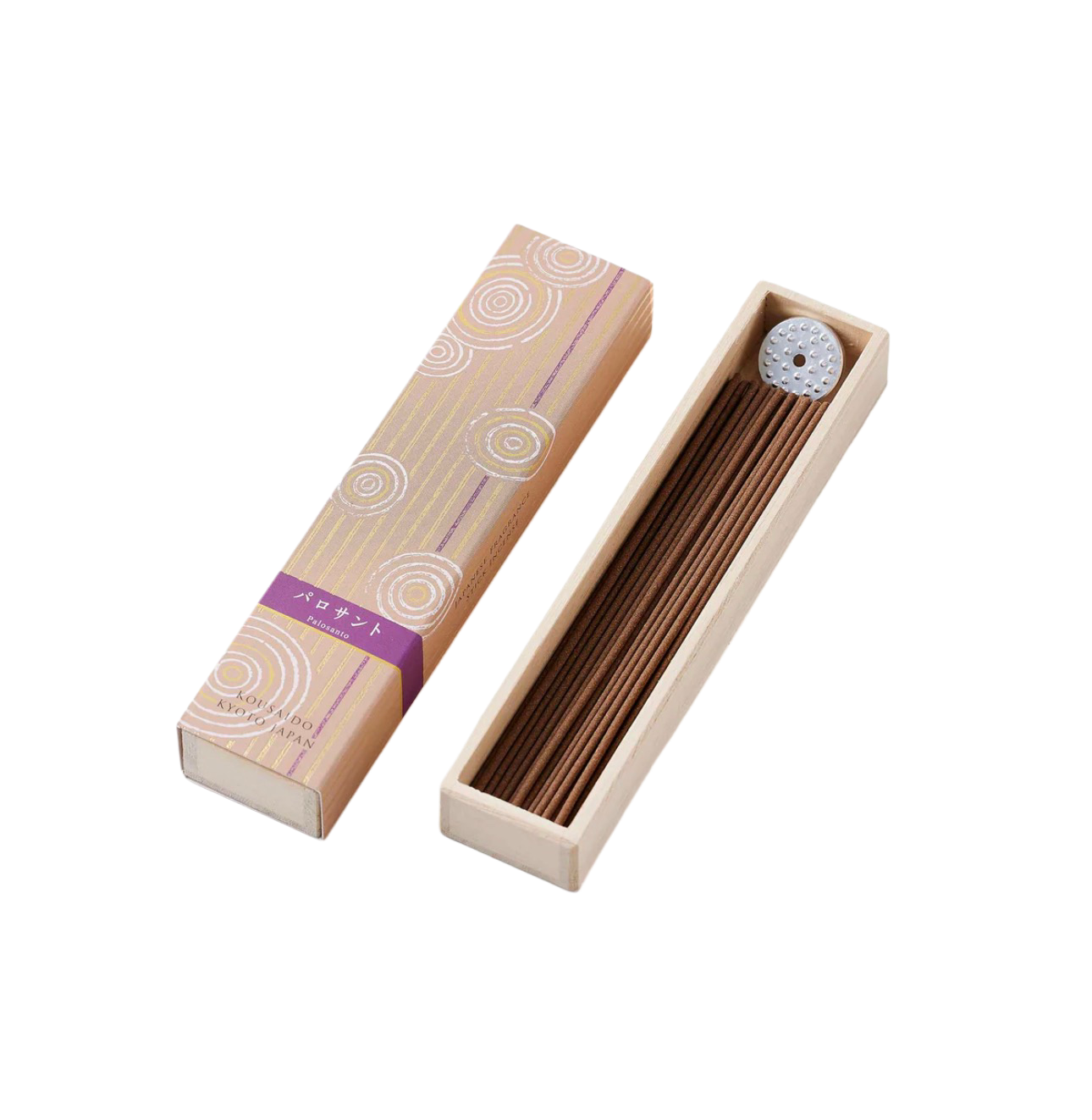 KOUSAIDO – Hyakuraku-ka Palosanto ŚWIĘTE DRZEWO (40 szt. + aluminiowa podstawka na kadzidło)