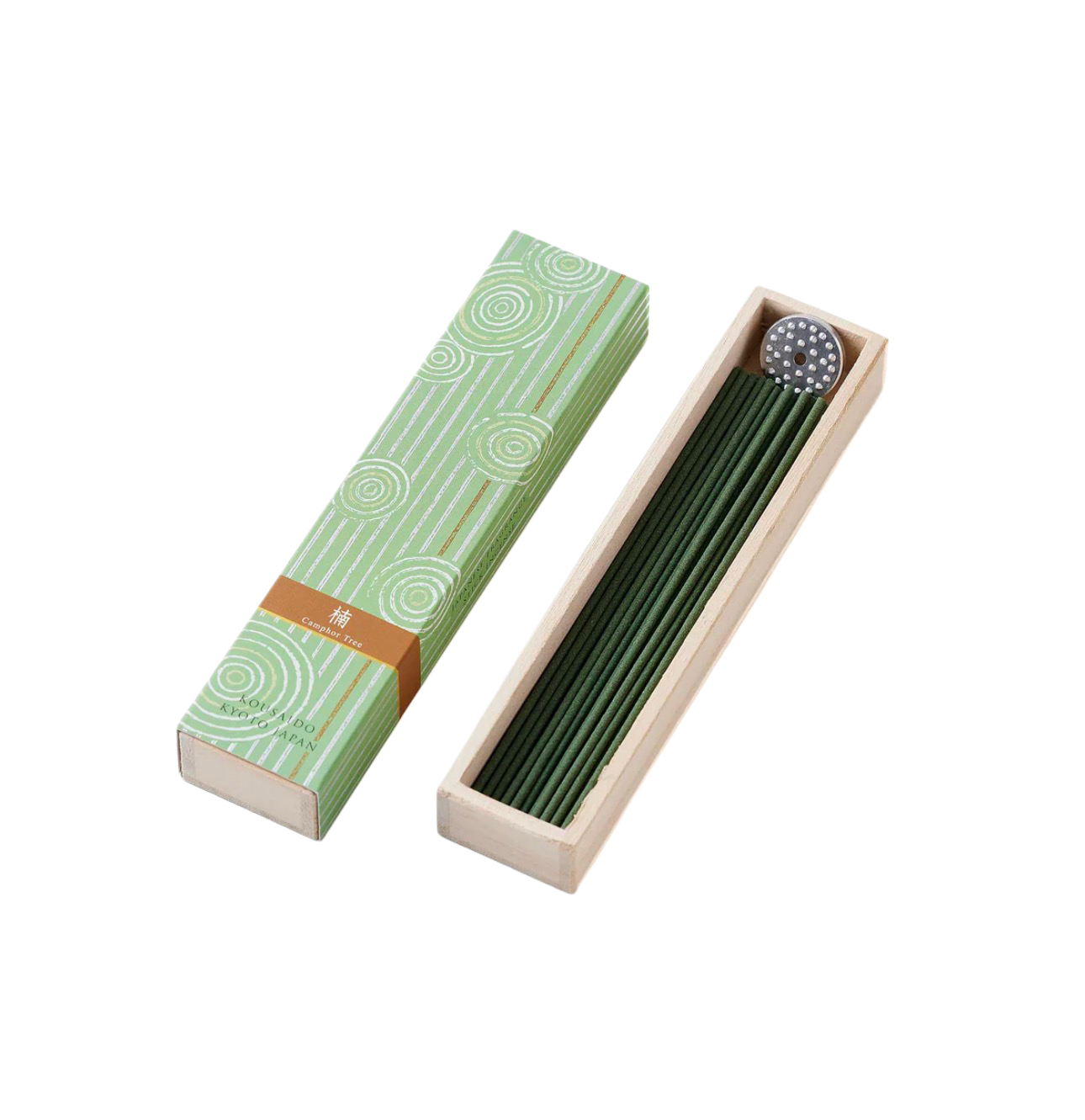 KOUSAIDO – Hyakuraku-ka Kusu KAMFORA (40 szt. + aluminiowa podstawka na kadzidło)