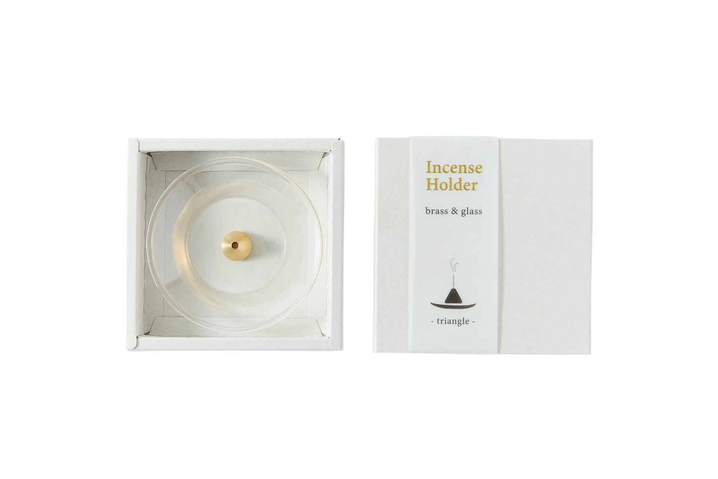 Mosiężna podstawka Stożek i szklana miseczka na kadzidło