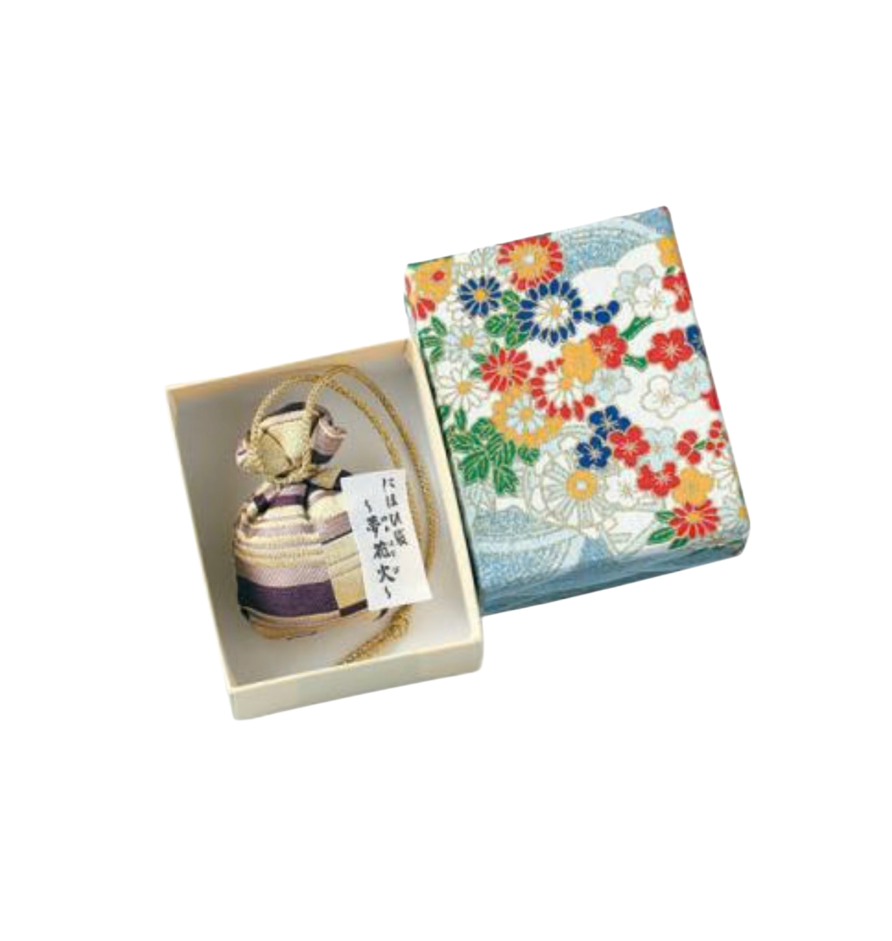 Woreczek zapachowy z brokatem (średni), Yume Hanabi, opakowany w pudełko z papieru Yuzen