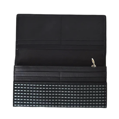 KOMON Długi portfel ze skóry naturalnej z prawdziwego jedwabiu (różne wzory)