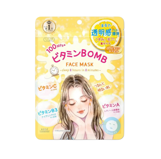 Kose Clear Turn „Witaminowa Bomba” Nawilżająca Maseczka do Twarzy (7 sztuk)