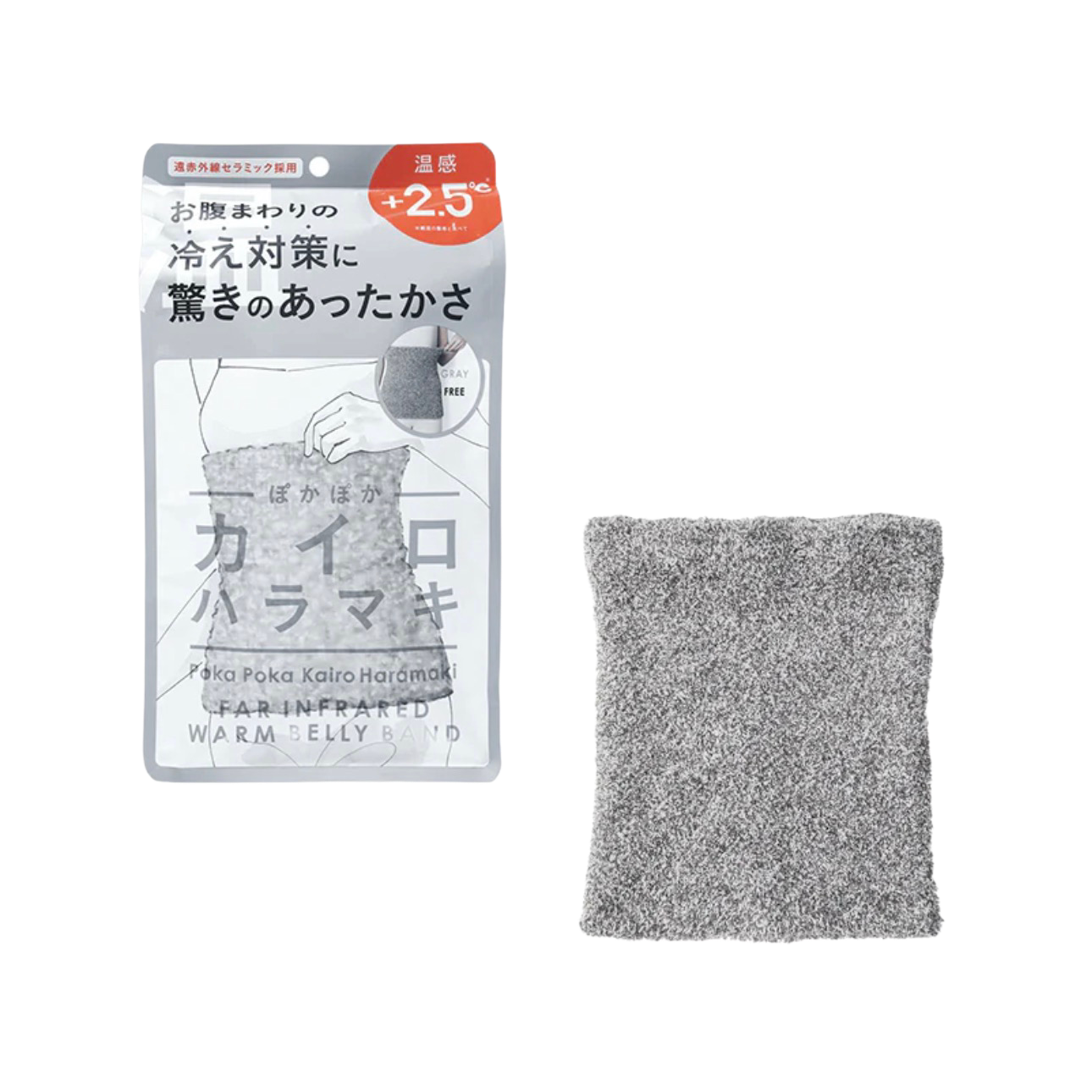 Poka Poka Kairo Haramaki Ocieplacz na Brzuch ogrzewający o +2,5°C ( szary/różowy )