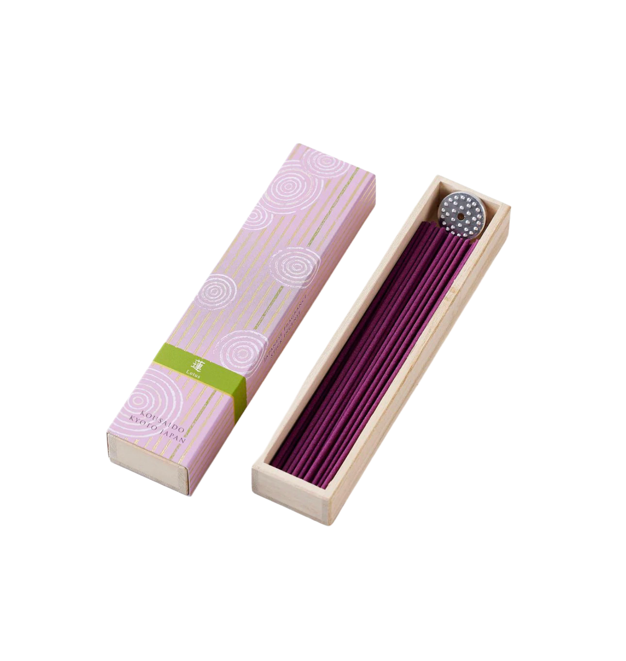 KOUSAIDO – Hyakuraku-ka Hasu LOTOS (40 szt. + aluminiowa podstawka na kadzidło)