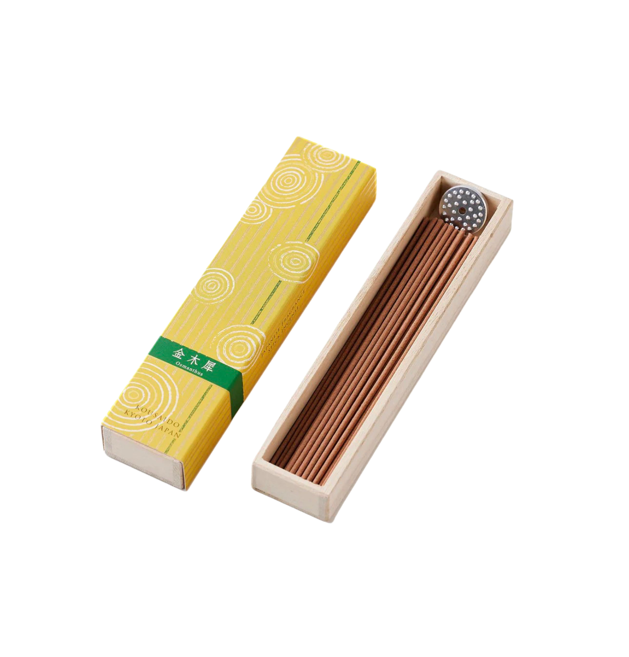 KOUSAIDO – Hyakuraku-ka Kinmokusei OSMANTUS (40 szt. + aluminiowa podstawka na kadzidło)