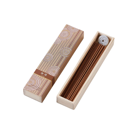 KOUSAIDO – Hyakuraku-ka Kōhī KAWA (40 szt. + aluminiowa podstawka na kadzidło)