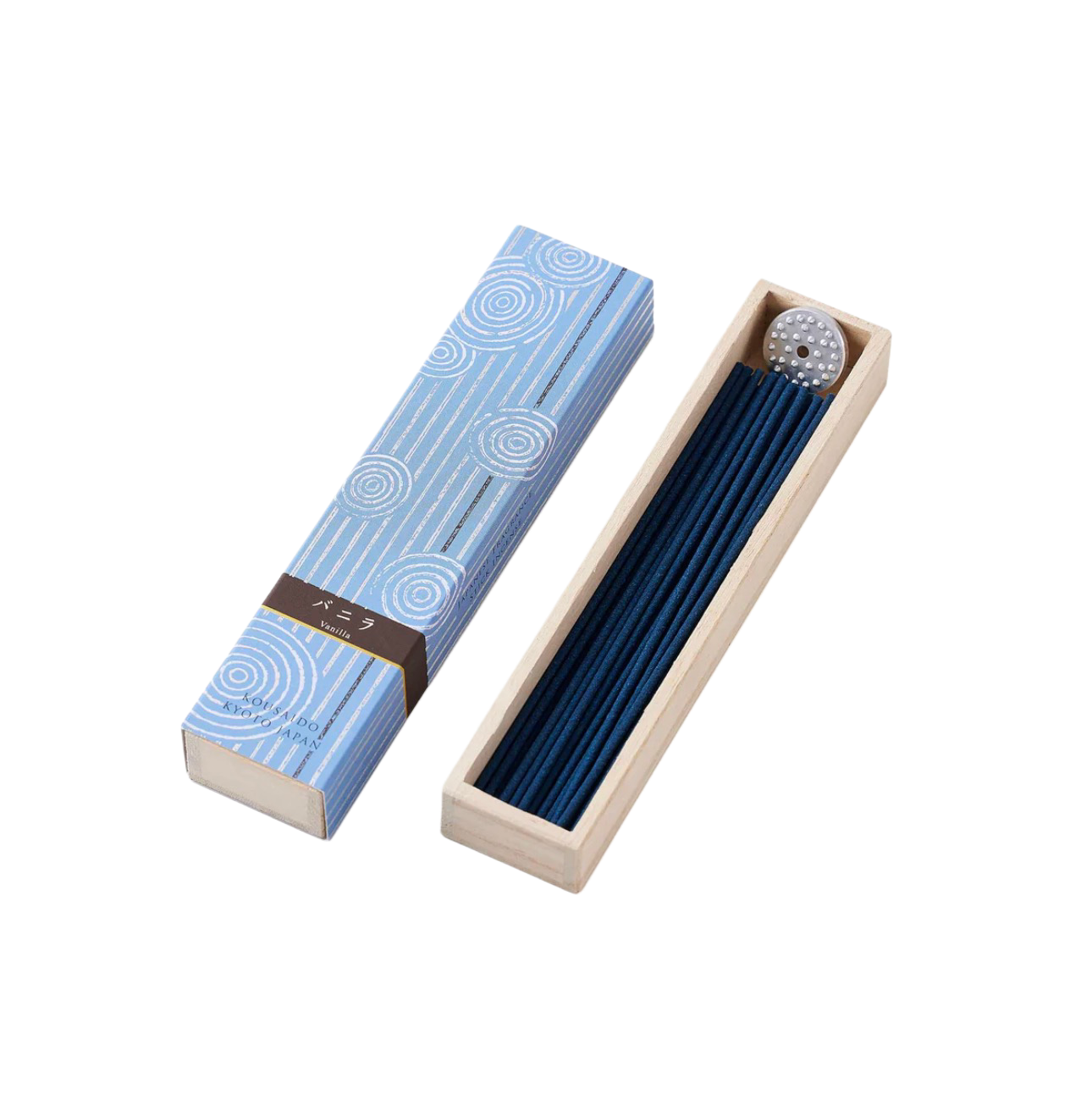 KOUSAIDO – Hyakuraku-ka Vanilla WANILIA (40 szt. + aluminiowa podstawka na kadzidło)