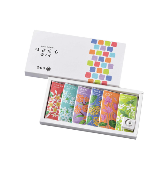 KOUSAIDO – Ikadenshin Zestaw zapachów Kō no Kokoro (6x6 szt. + podstawka na kadzidło)