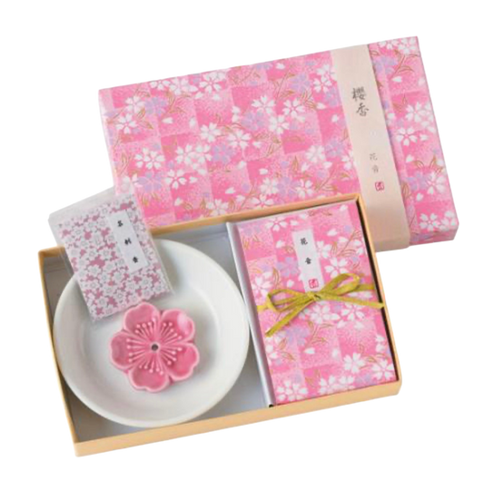 KOUSAIDO – Sakura Kaon  (10 szt. + podstawka na kadzidło)