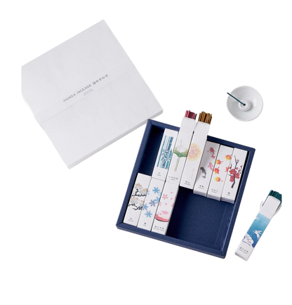 KOUSAIDO - Zestaw HANGA INCENSE (10x20 szt. + naczynie i podstawka na kadzidło)